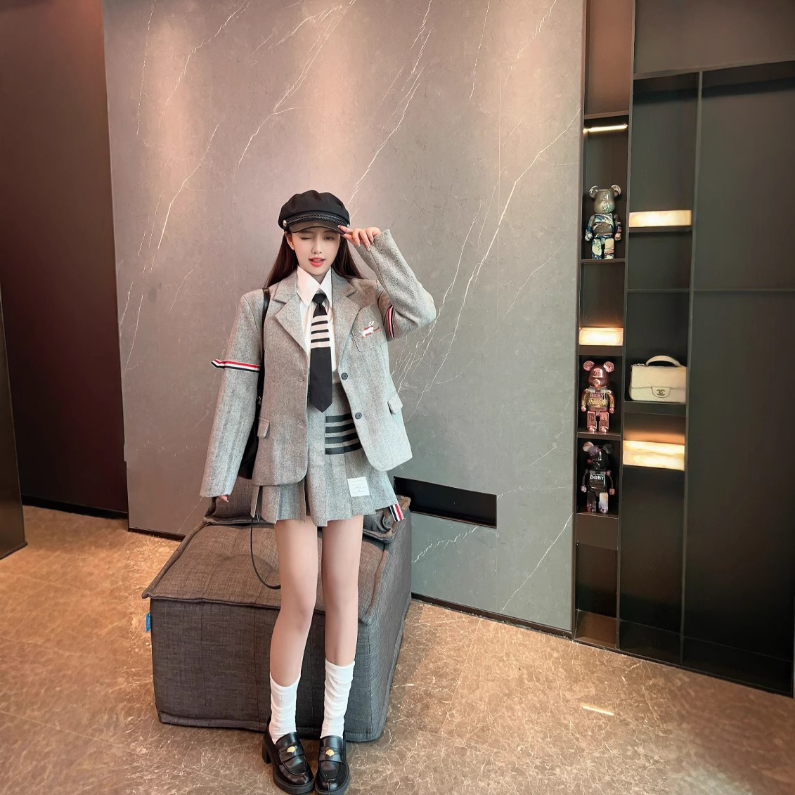 Spring and Summer Academy Style Embroidered Parallel Bars Casual All-match Small Suit Jacket