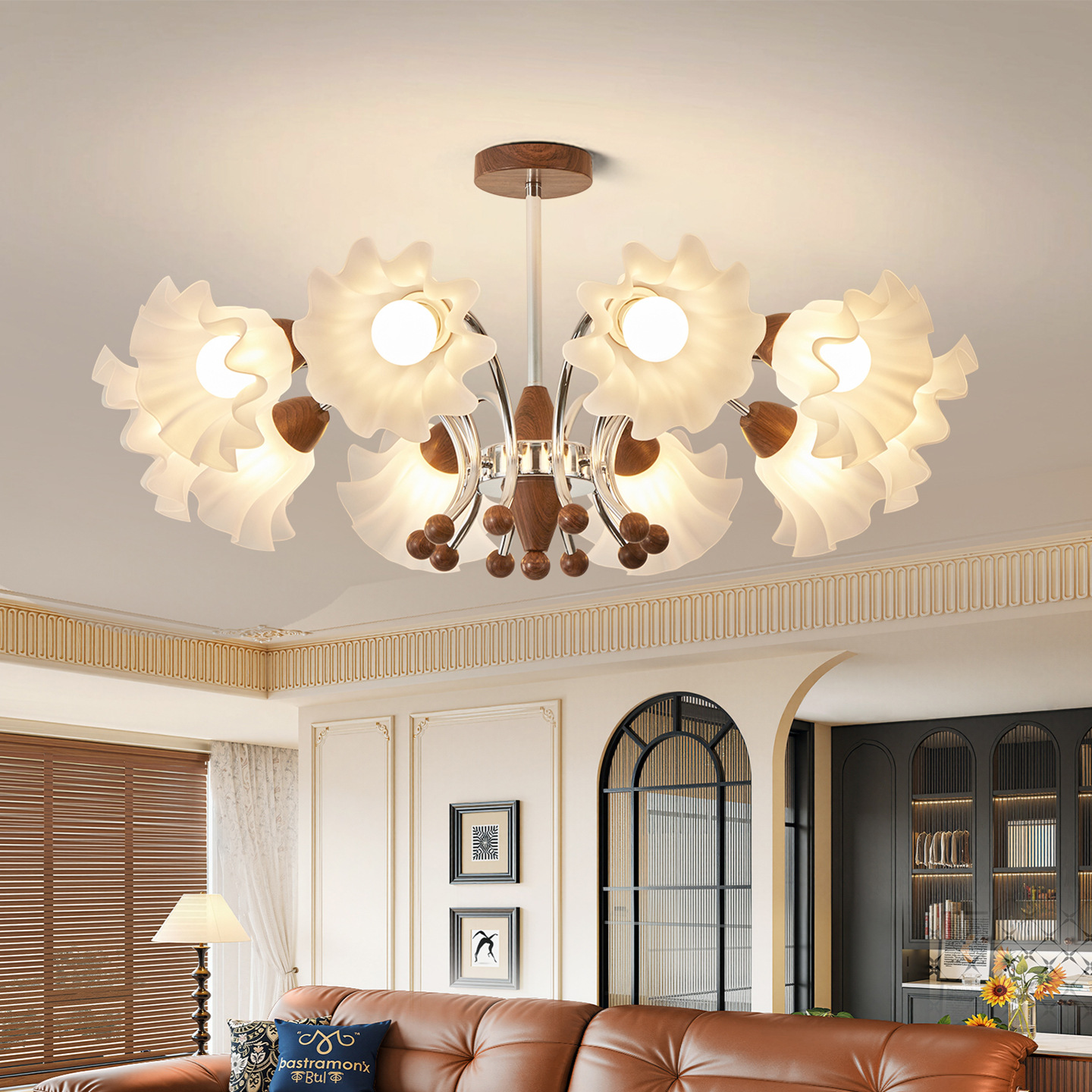 Lámpara de la sala de estar de estilo medieval retro francesa campana orquídea sala de luz principal 2026 nueva lámpara de dormitorio comedor 731L