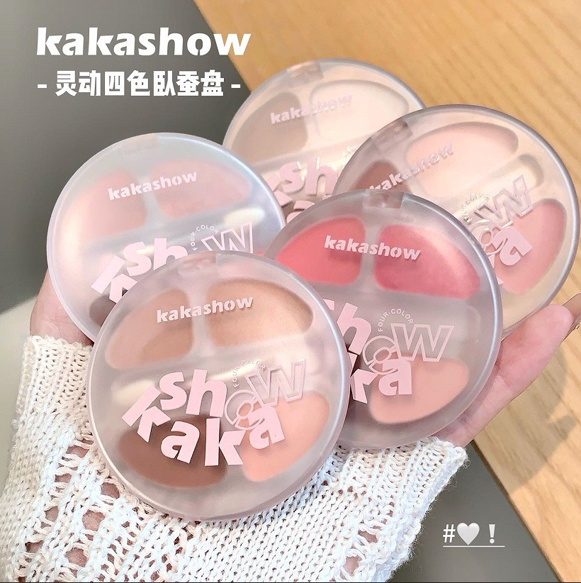 Гибкая матовая натуральная розовая трехмерная осветляющая комплексная двусторонняя кисть, тени для век, четыре цвета