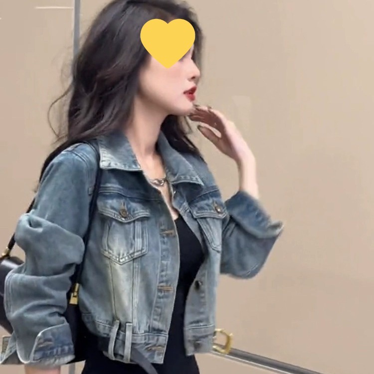 短款水洗牛仔外套女春秋2025新款小个子宽松长袖休闲百搭夹克上衣|undefined