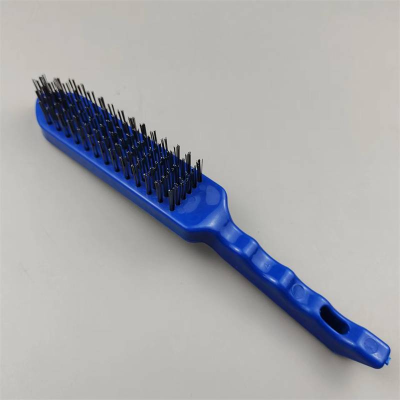 Cepillo de alambre de acero cobreado para limpieza, cepillo de alambre de cobre, cepillo de alambre de acero inoxidable, cepillo de alambre de mango largo para eliminar óxido con raspador, eliminación eficiente de óxido