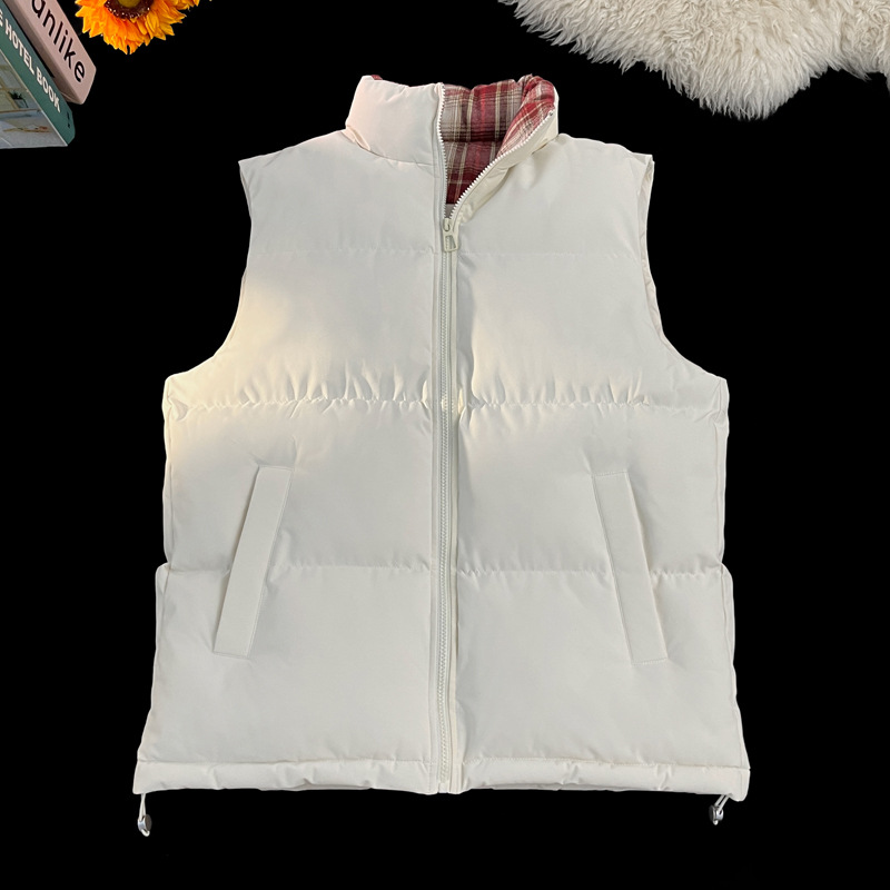 Plaid Patchwork Down Cotton Autumn Winter New Loose Plus Size Men's Casual Sports Thickened Warm Vest_voghion.com