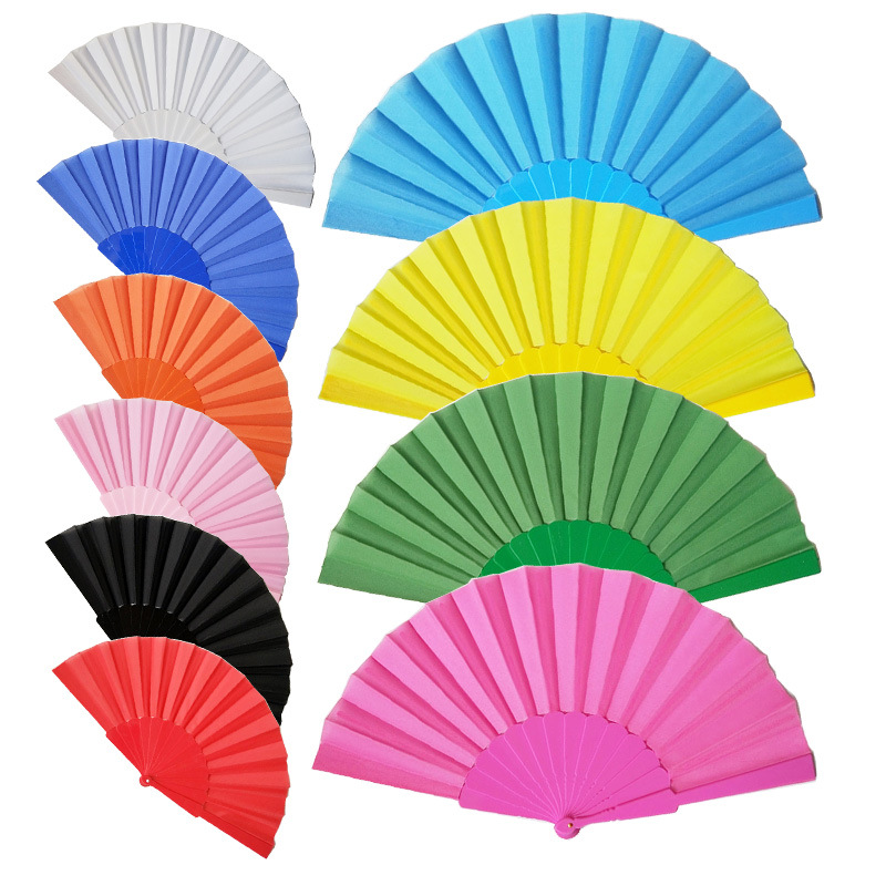 Ventilador de plástico multicolor de color caramelo 23cm ventilador de baile fácil de abrir y cerrar