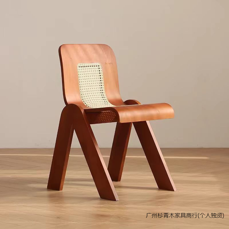 爆款侘寂风设计师中古C椅复古藤编家用办公卧室法式轻奢靠背餐椅|undefined
