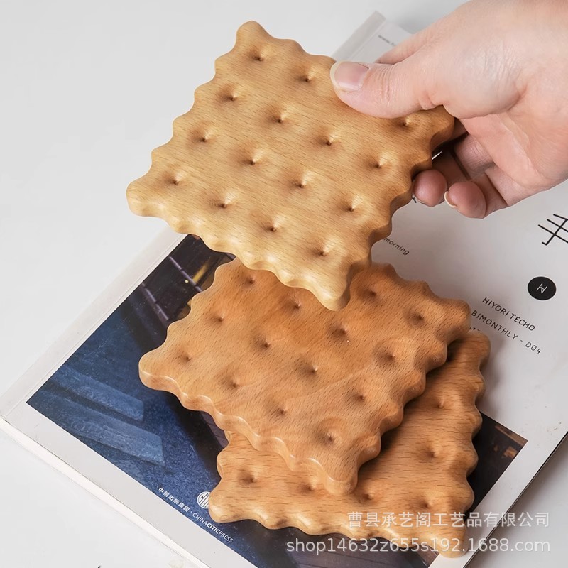 クリエイティブ無垢材ビスケットコースターホームマグコーヒーコースターシンプルでかわいいポットコースタープレースマットログカラーコースター|undefined