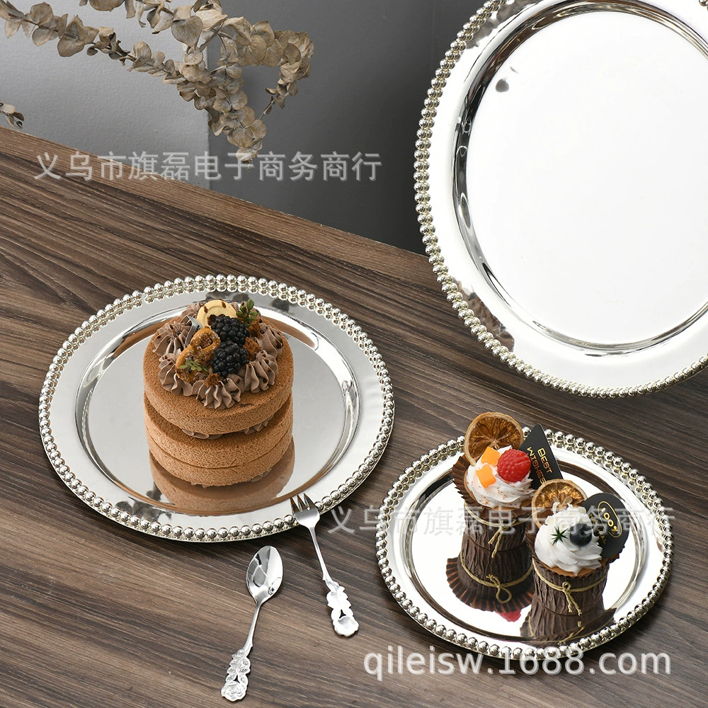 Металлический рельефный винтажный поднос для чая, тортов, украшений, закусок, десертов, свечей, декоративная тарелка для сервировки стола