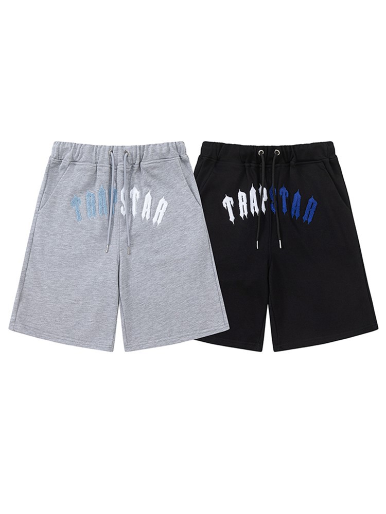 Trapstar pantalones cortos de manga corta de verano para hombres y mujeres, estrellas europeas y americanas, toalla de rap, bordado, juego de camiseta con letras a juego de colores