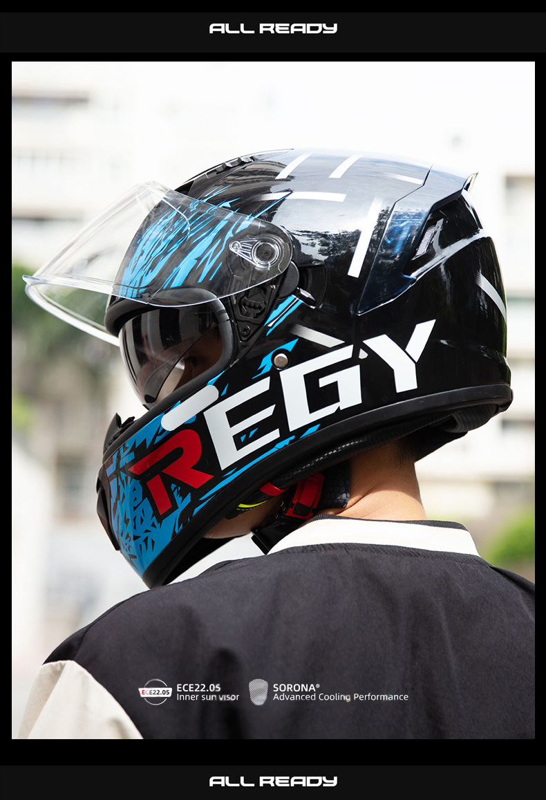 Motorcycle Helmet Full Helmet DOT/3C Certification New National Standard Class A Male and Female Double Lens Electric Vehicle Full Helmet