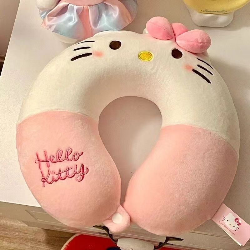 Caricatura encantadora columna vertebral cervical almohada en forma de U almohada de viaje de aviones para niñas almohada de dormir cómodo juguete de peluche