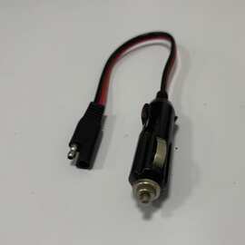 SAE插头，2*1mm 红黑平行线，长度50CM，转美式电木点烟头