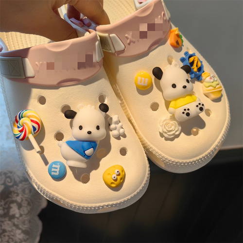 New 3D Cartoon Dog Mali Crocs Shoe Flower Accessories DIY Slippers Accessories Biscuit Lollipop Decoration