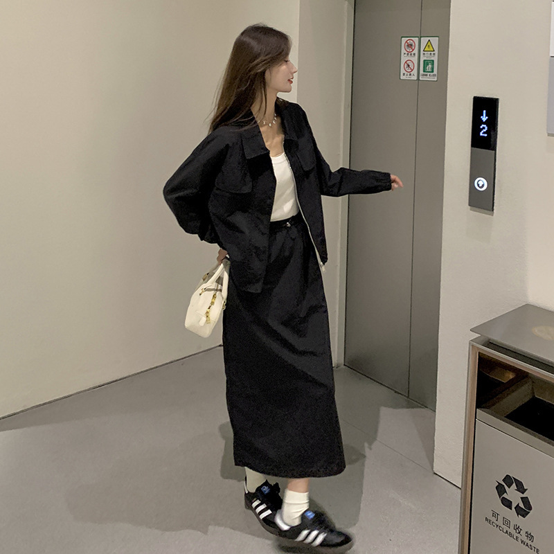 实拍又a又飒夹克套装女春秋2025超火酷盐系ootd高级工装裙两件套|undefined