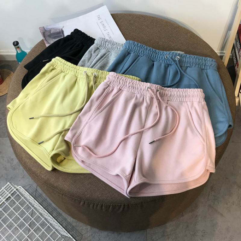 2025 Summer New High-Waisted Trendy Pink Women's Shorts for Outdoor Wear Korean Style Wide-Leg Hot Pants Sports Beach Pants