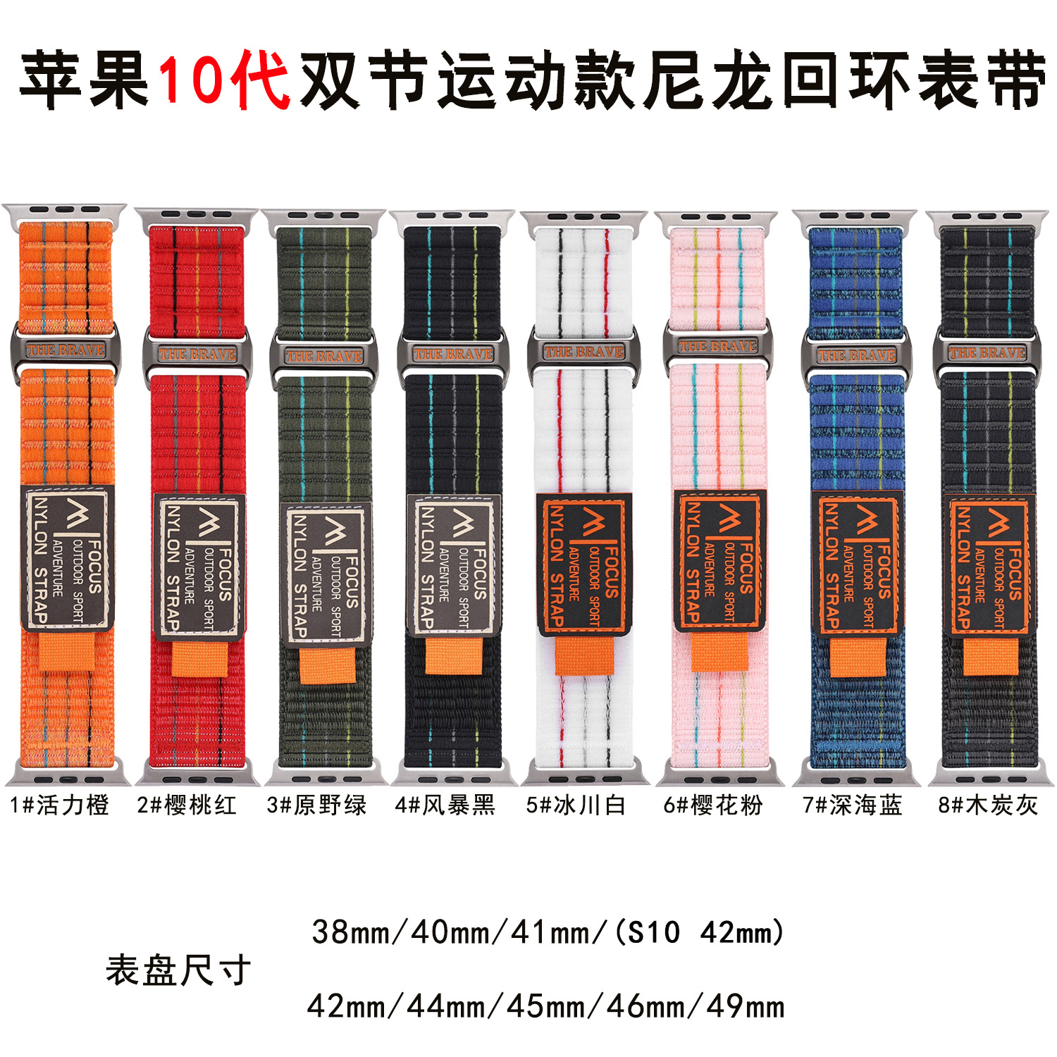 Suitable for apple watch3456789, double-section leather-coated nylon loop strap, Apple 10 strap details Picture