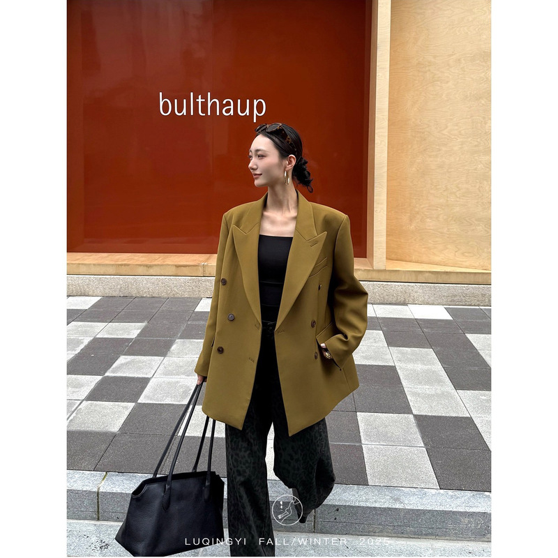 Luqingyi Original [Yuran] Retro Suit Jacket Women's Autumn High-Quality Gun Lapel Collar Temperament Casual Suit