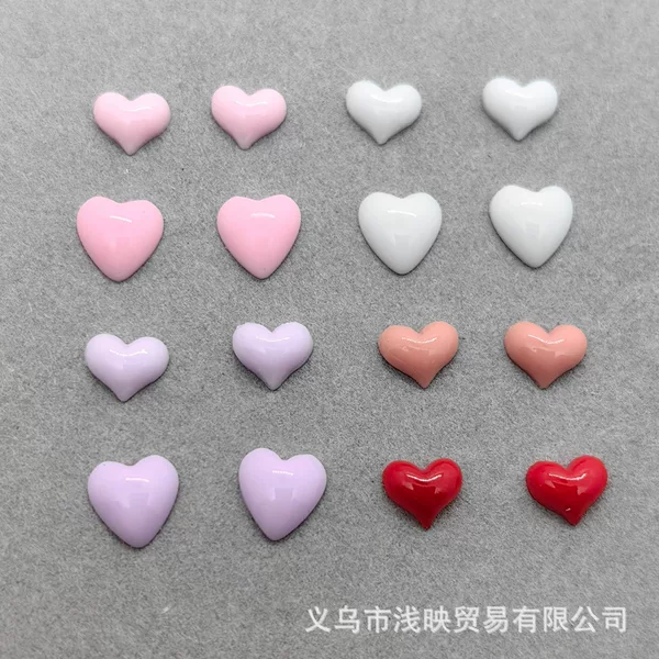 Resin Heart Nail Art Jewelry Peach Heart Nail Decoration DIY Wearable Nail Five-Pointed Star Accessories Yiwu Wholesale