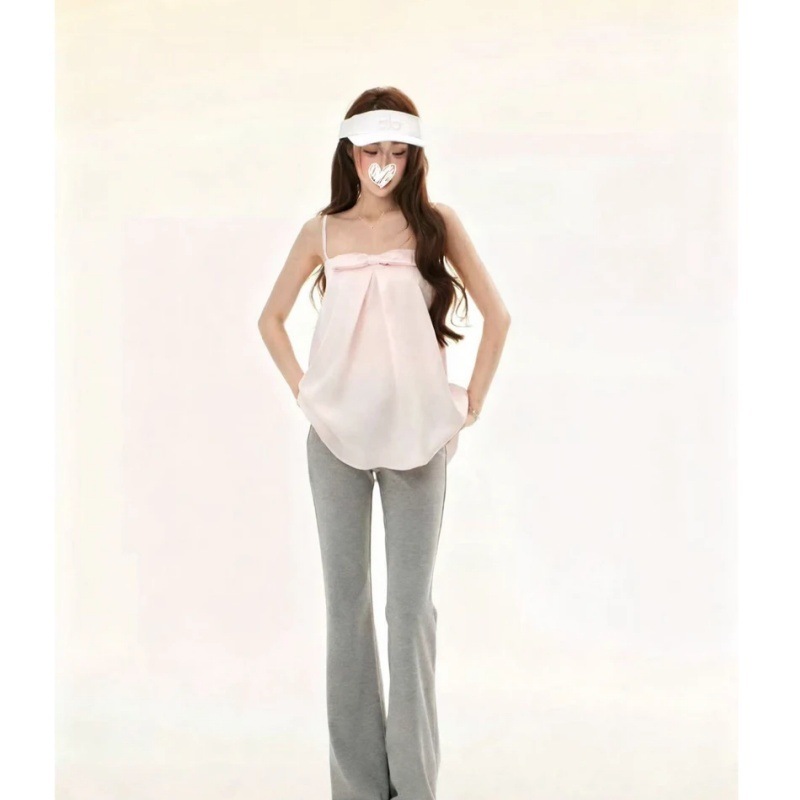 ZM2026 New Korean Style Design Bow-Knot Sleeveless Camisole Top for Women, Summer Versatile and Youthful