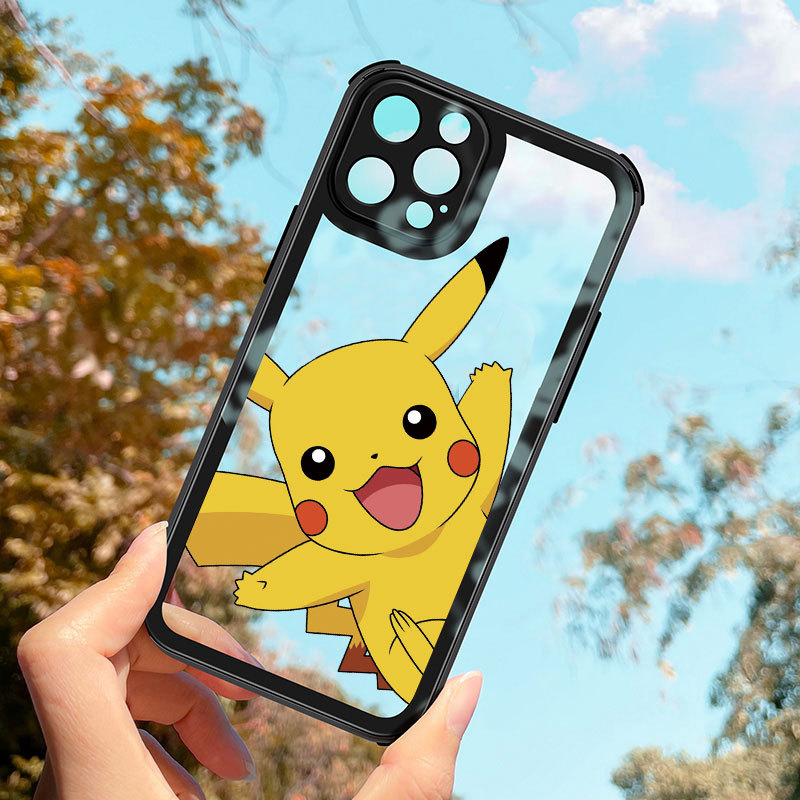 新款苹果12pro全包透明玻璃壳定制镂空手机壳iphone 11适用皮卡丘|ms