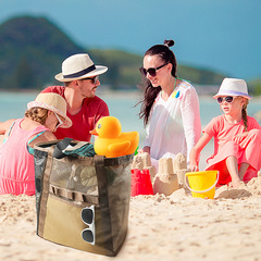 戶外沙灘包pvc網眼拼色沙灘袋玩具收納包便攜式單肩手提海灘收納