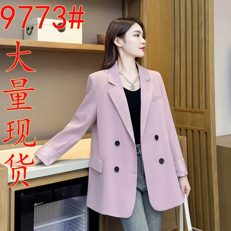 韩版复古国风西装外套女2024春秋季新中式大码宽松感休闲西服