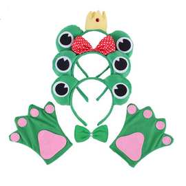 六一儿童节卡通动物帽子头饰舞会表演道具手套青蛙公主王子头箍