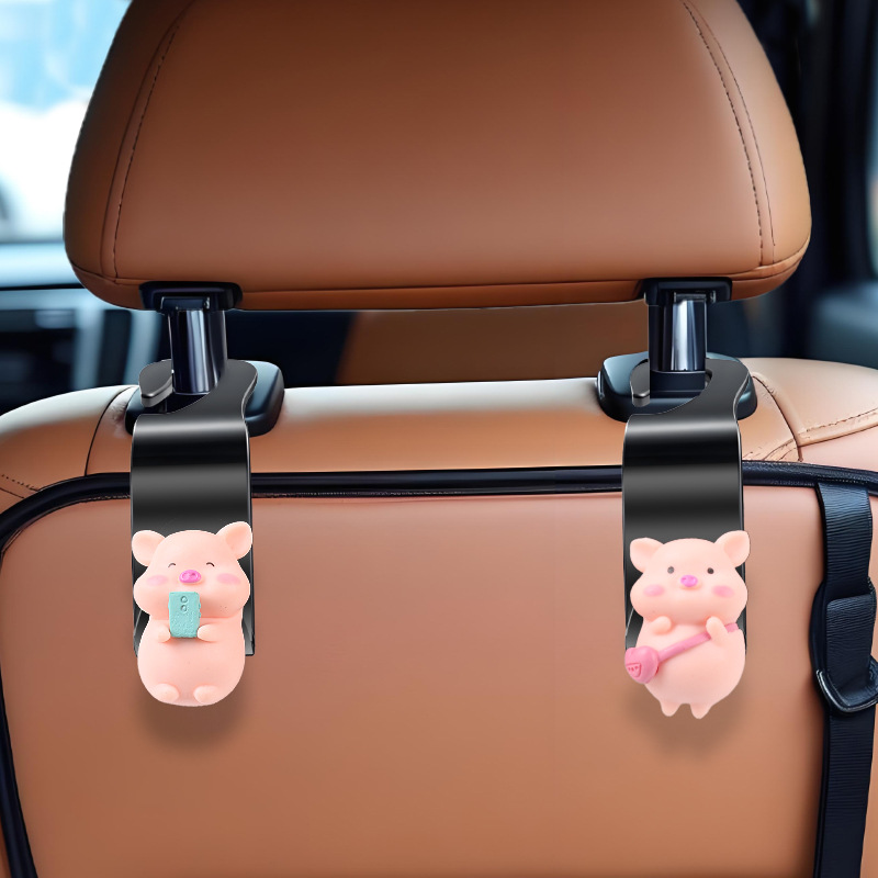 Gancho para coche, almacenamiento trasero multifuncional para coche, lindo coche de dibujos animados, asiento delantero, trasero, gancho de almacenamiento