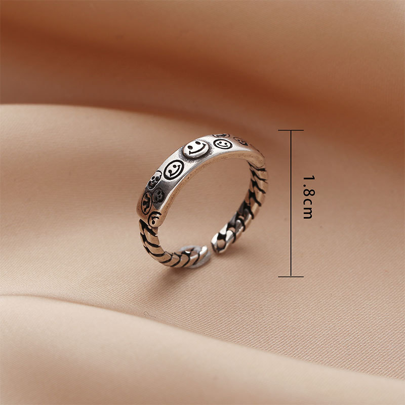 Korean version Dongdaemun Taeyin Castle ring, a retro, aged, individualistic, and cool style open ring accessory on Instagram pic 9