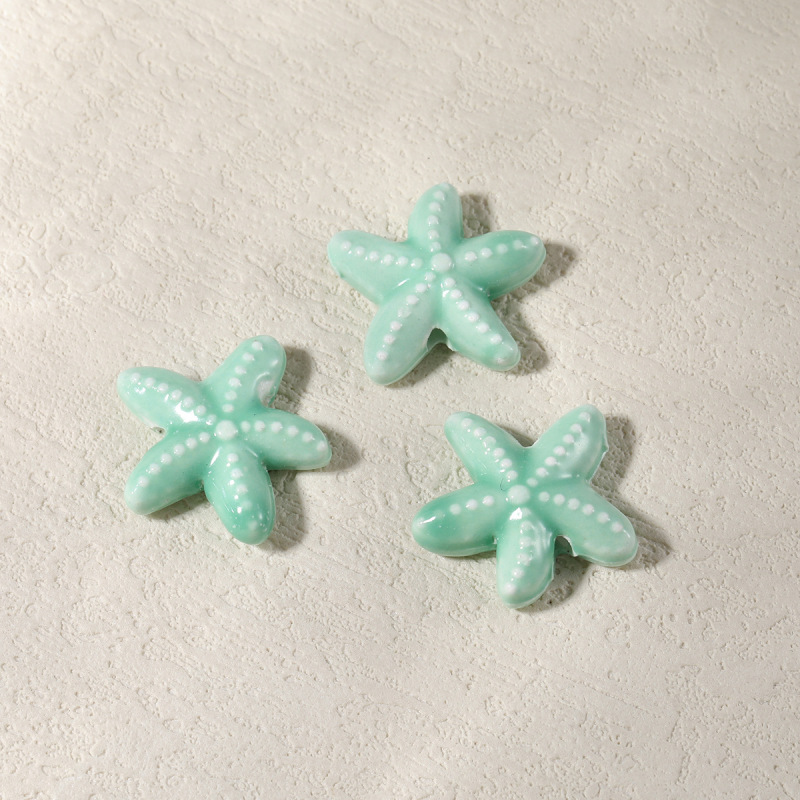 海星陶瓷珠手绘珠穿孔海星散珠 手工diy手链项链挂饰串珠饰品配件|undefined