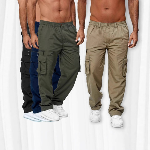 Relaxed-fit Men's Summer Thin Casual Trendy Streetwear Trousers with Multiple Pockets