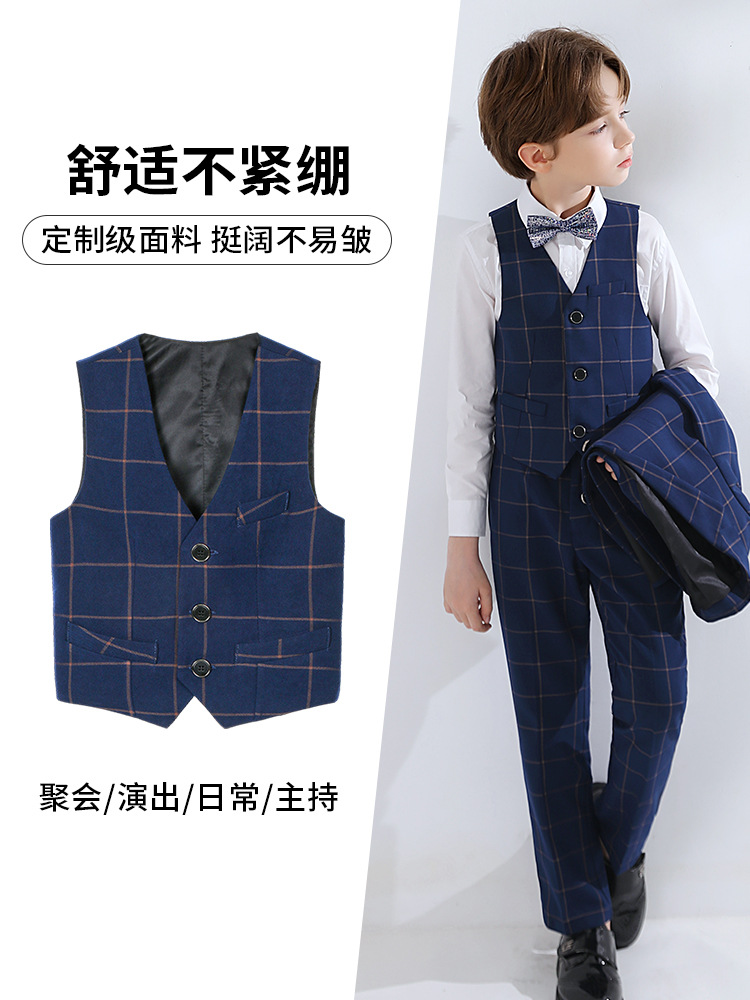 Vestido de niño chaleco traje flor niño anfitrión niños chaleco traje rendimiento Big Boy Universidad rendimiento traje