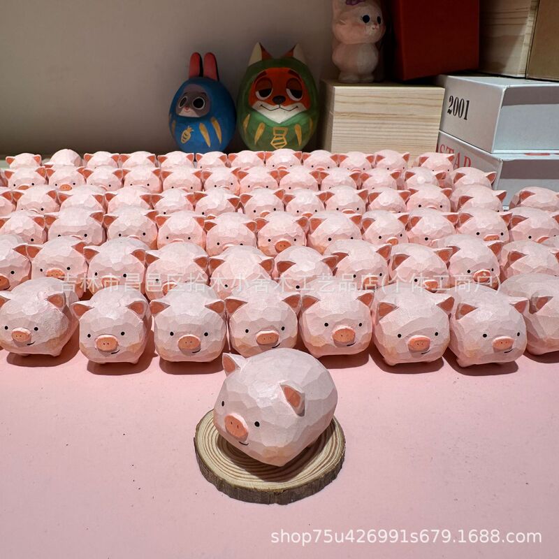 Piggy Wood Carving Pendant Accessories, Pure Handmade Elf Root Carving, Cute Cartoon Internet Celebrity Style, Hot-Selling Wooden Ornament Piggy Wood Carving Pendant Accessories, Pure Handmade Elf Root Carving, Cute Cartoon Internet Celebrity Style, Hot-Selling Wooden Ornament