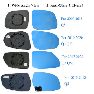 Suitable for Audi Q2Q3Q5Q7SQ5Q8 large field of vision blind spot blue mirror steering flowing water rearview mirror lens