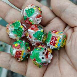 个性贴片重工圣诞节圆珠 DIY手工串珠散珠串笔挂件饰品配件