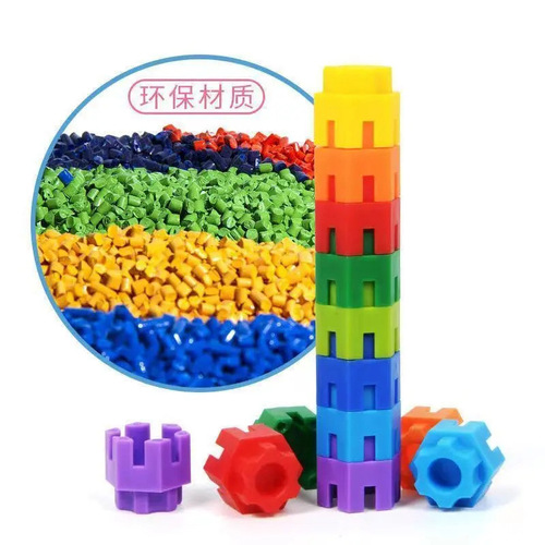 Children's Hexagonal Plastic Educational Toy for 3-6 Year Old Girls and Boys, Early Learning Tabletop Assembly and Interlocking Hexagon Blocks