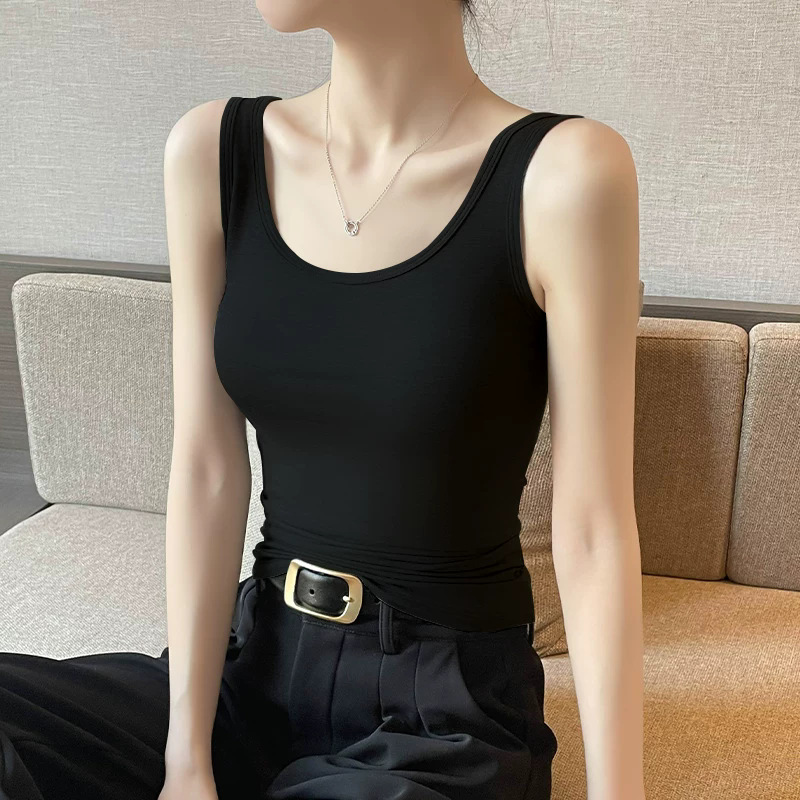 Black Camisole for Women, Pure Cotton Texture, Suitable for Wearing Outside or under a Blazer, 2026 Spring/Summer New Style, Beautiful Back Design Black Camisole for Women, Pure Cotton Texture, Suitable for Wearing Outside or under a Blazer, 2026 Spring/Summer New Style, Beautiful Back Design