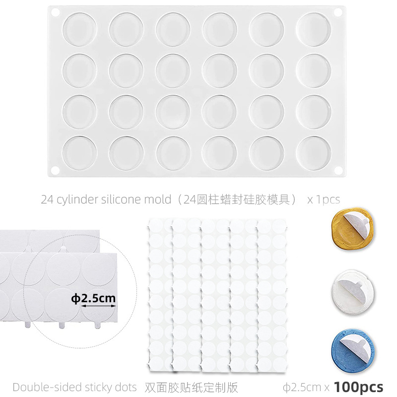 24-Piece Round Silicone Wax Seal Mold DIY Holiday Wine Gift Sealing 30 Cylindrical Wax Seal Stamp Set