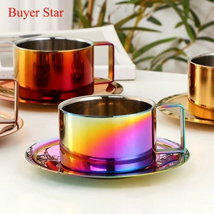 304 Coffee Cup из нержавеющей стали с дисками с простым домашним и открытым креативной кофейной чашкой из нержавеющей стали с дисками 200 мл