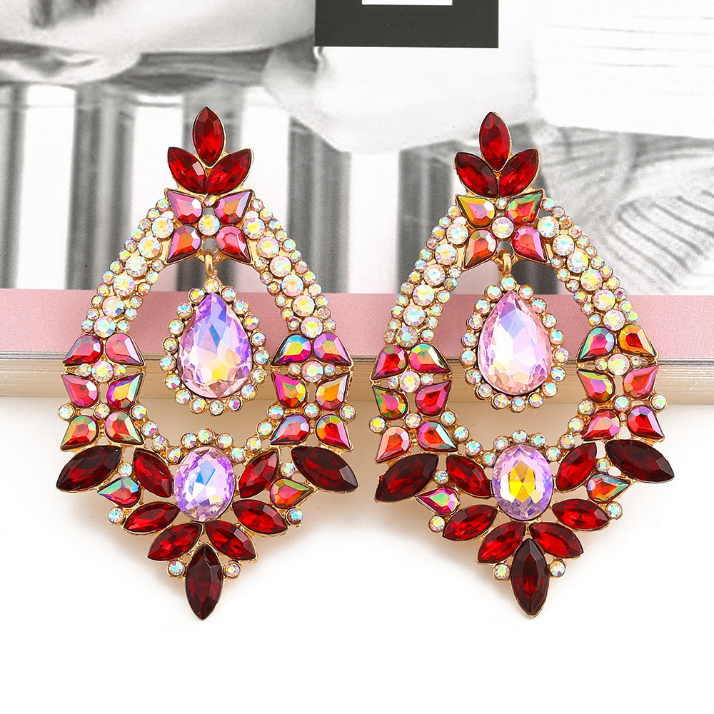 Boucles D&#39;oreilles Géométriques En Alliage De Diamants Couleur Mode display picture 10