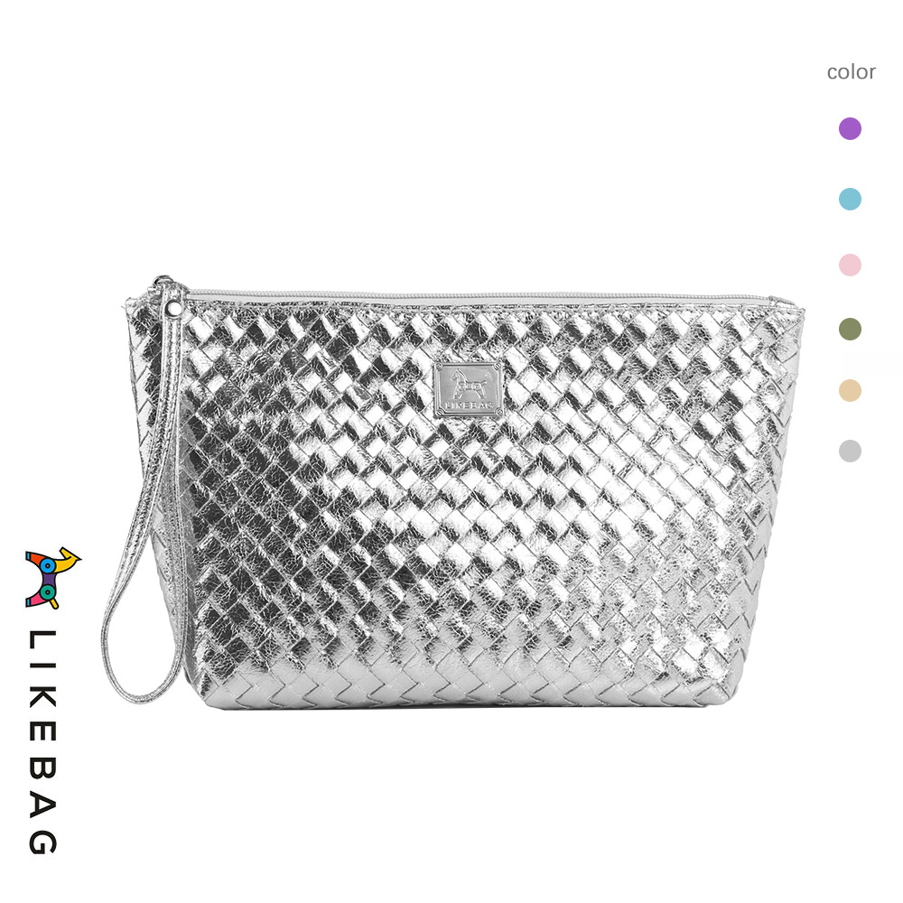 Bolsa de cosméticos de mano transfronteriza europea y americana bolsa de viaje tejida de moda bolsa de almacenamiento portátil bolsa de lavado logo puede ser añadido