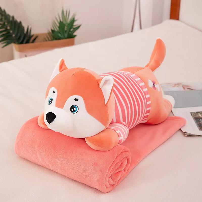 누워있는 허스키 핑크 60cm