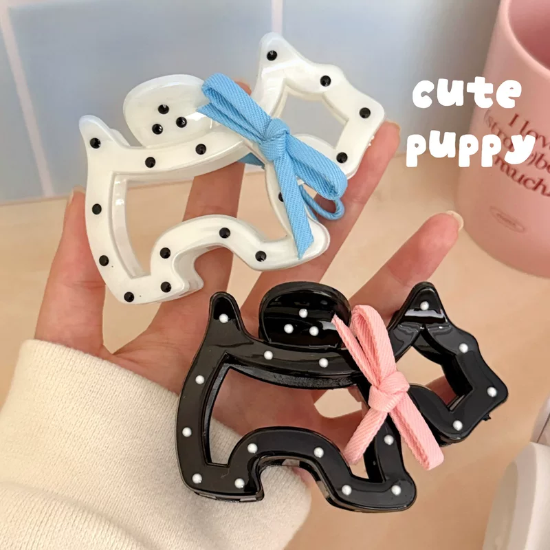 Crab pin with bow, shark, hairgrip, high-quality style