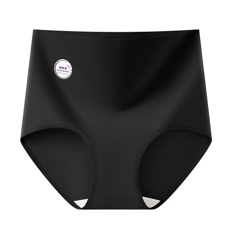 Calzoncillos cálidos de cintura alta y abdomen 9A antibacterianos, largos y ensanchados, entrepierna de algodón, calzoncillos de almacenamiento de calor cepillados de doble cara para mujer