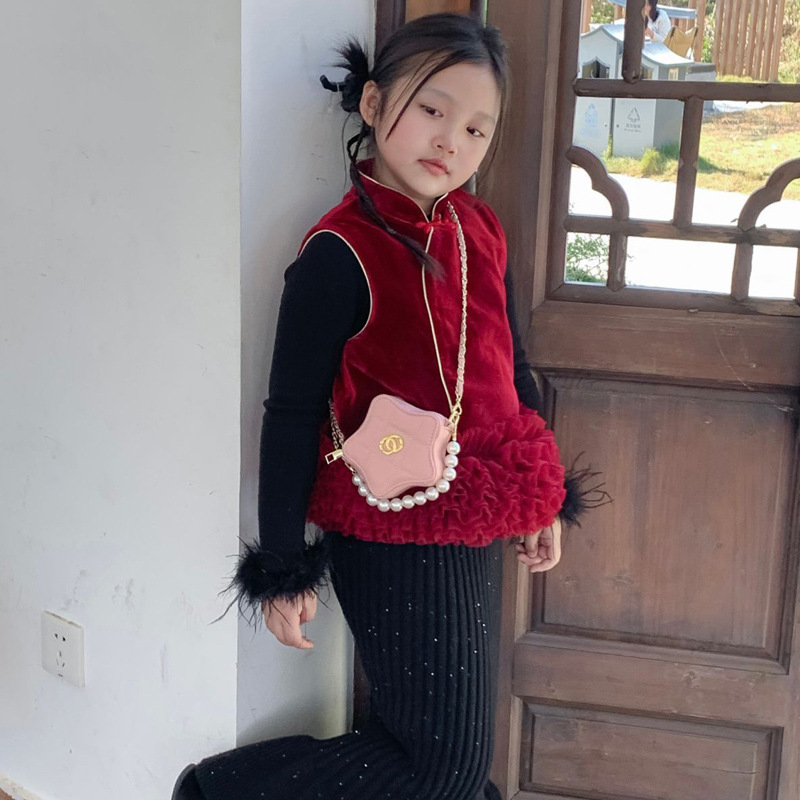 2026 nuevo bolso para niños cadena de moda, bolso de hombro estrella para niños y niñas, exquisita mini bolso de perla para bebés