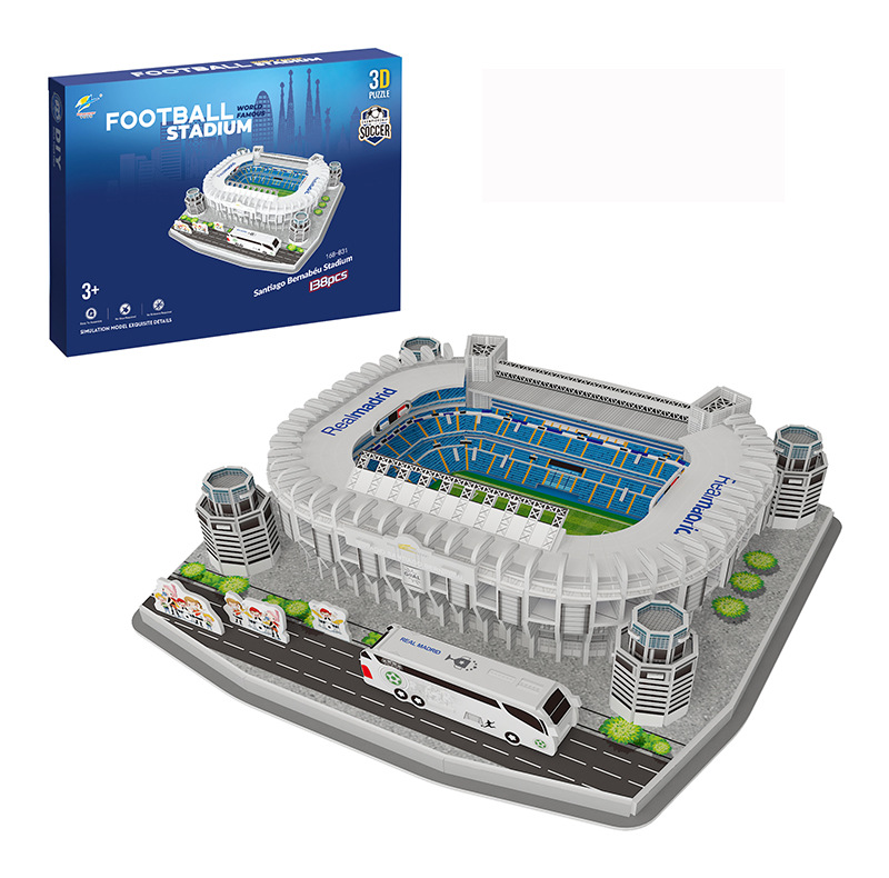 Transfronterizo dedicado 3D 3D rompecabezas campo de fútbol bernabu estadio de construcción de estadio modelo rompecabezas de juguete
