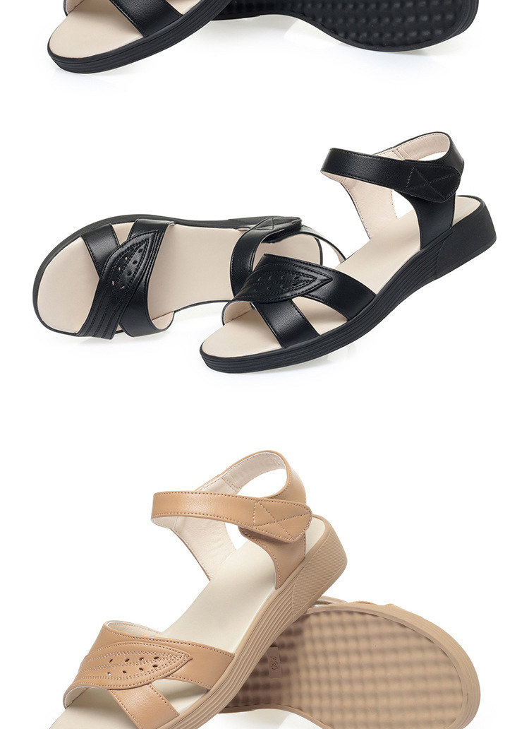 Dép sandal nữ đế bệt da mềm chống trượt — màu be chi tiết 17