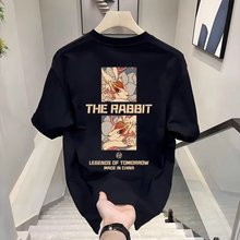 男士美式潮流痞帅纯棉短袖T恤ins潮牌设计感夏装印花圆领半袖上衣