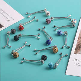 跨境专供陶泥球水钻多色头巾包头巾固定扣服饰个性吊球民族风胸针