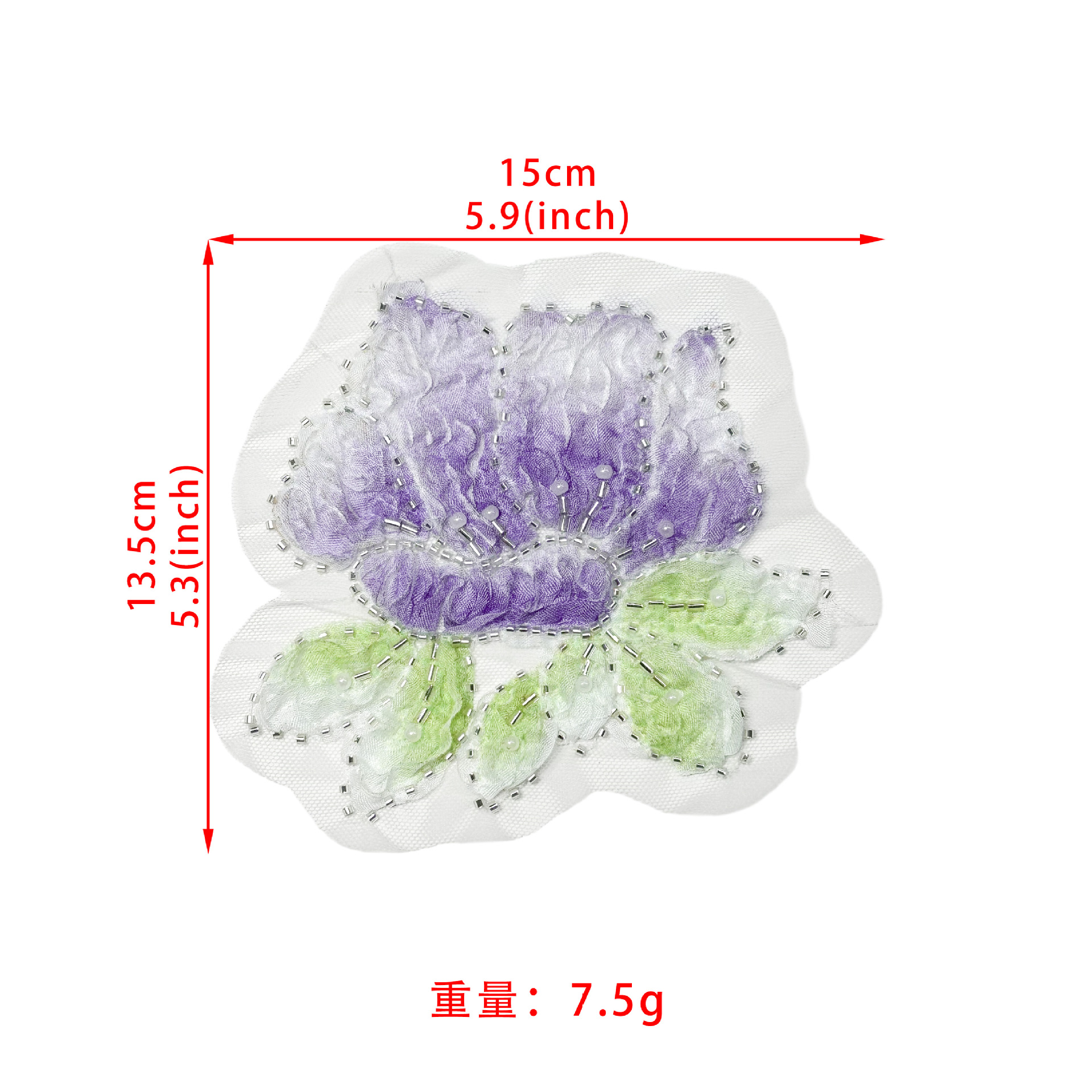 26 primavera y verano nuevo hilo de malla sequinilla bordado DIY tela teñida pegada flor de pecho decoración de moda accesorios de ropa de mujer