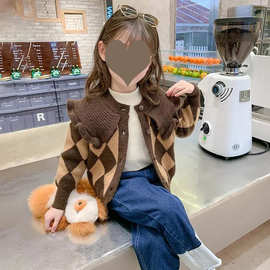 女童毛衣开衫秋装2026韩版新款休闲外套儿童针织衫春秋小女孩上衣