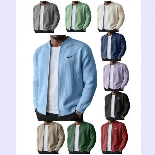 2026 New Cross-Border Men's Corduroy Zipper Casual Jacket Stand Collar Autumn Winter Business Retro Loose Fit